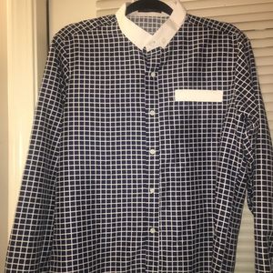 Blue and white casual shirt for men